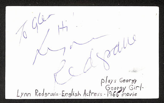 Lynn Redgrave Signed/Autographed 3x5 Index Card Actress JSA BA205481