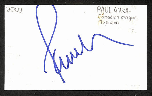 Paul Anka Signed/Autographed 3x5 Index Card Singer JSA BA205489