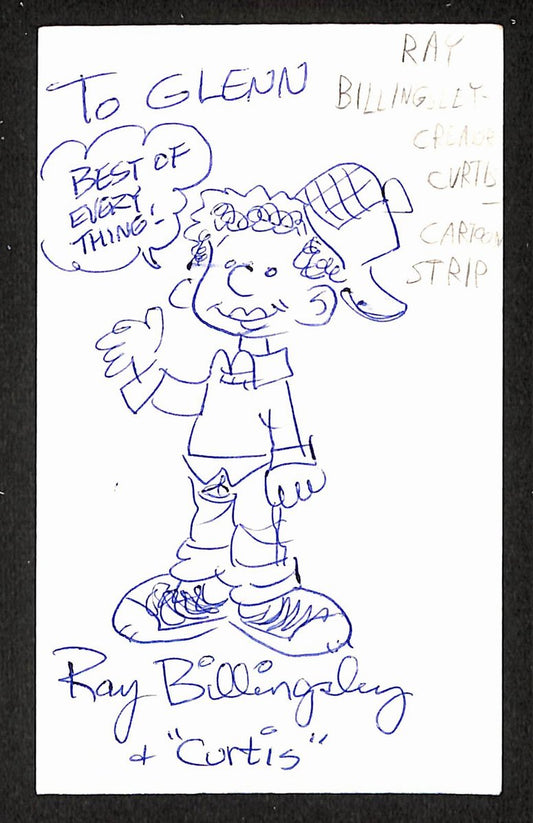 Ray Billingsley Signed/Autographed 3x5 Index Card Sketch Cartoonist JSA BA205494