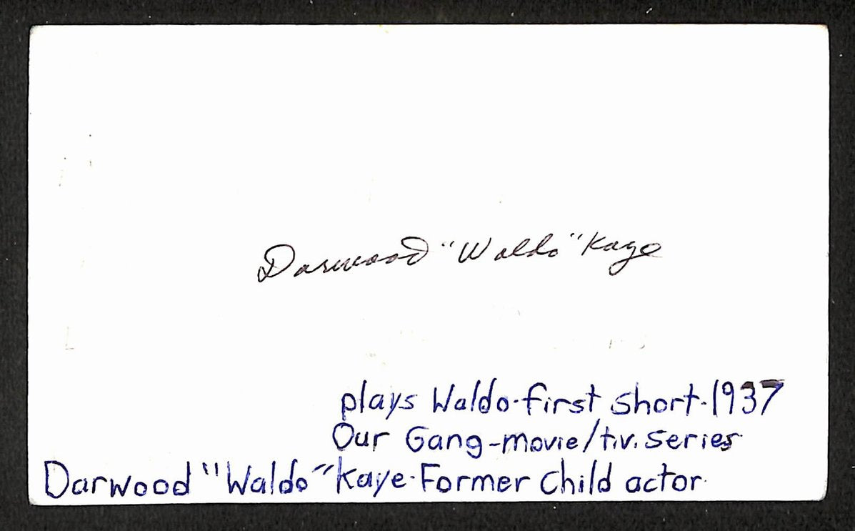 Darwood "Waldo" Kaye Signed/Autographed 3x5 Index Card Actor JSA BA205496