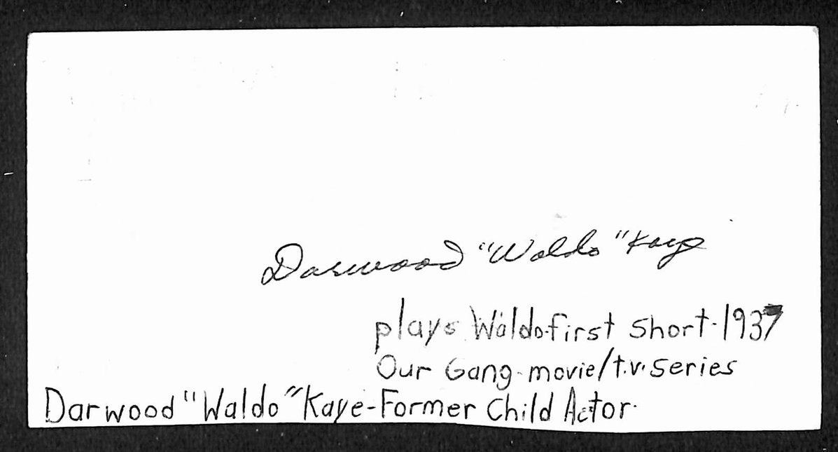 Darwood "Waldo" Kaye Signed/Autographed 3x5 Index Card Actor JSA BA205497