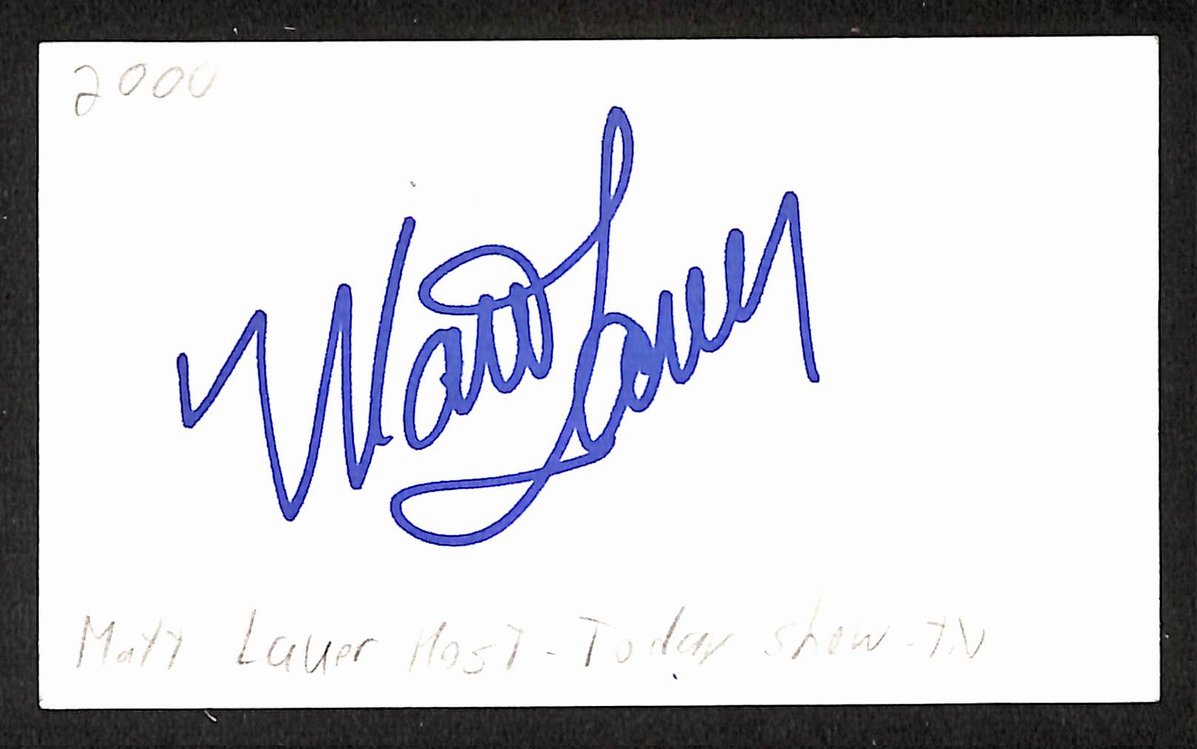 Matt Lauer Signed/Autographed 3x5 Index Card NBC News JSA BA205500