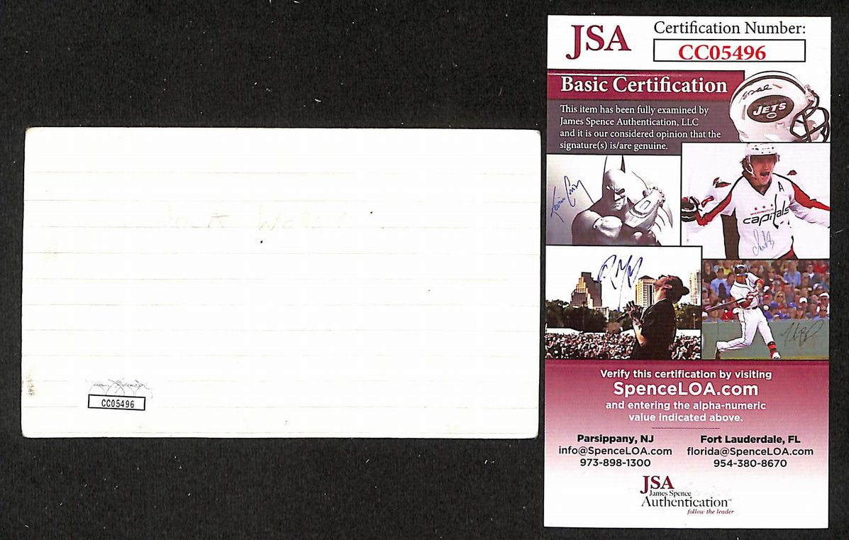 Jack Wagner Signed/Autographed 3x5 Index Card Actor JSA BA205503