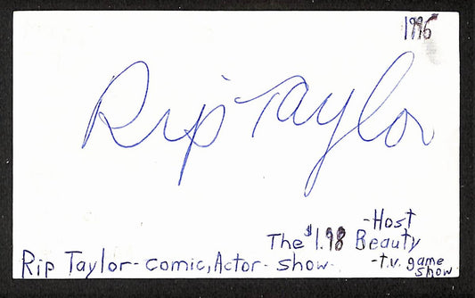 Rip Taylor Signed/Autographed 3x5 Index Card Comedian JSA BA205504