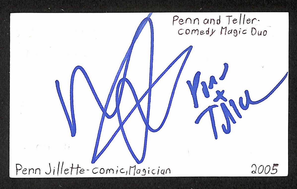 Penn Jillette Signed/Autographed 3x5 Index Card Penn & Teller JSA BA205509