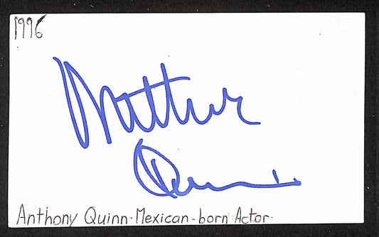 Anthony Quinn Signed/Autographed 3x5 Index Card Actor JSA BA205511