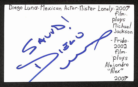 Diego Luna Signed/Autographed 3x5 Index Card Actor Andor Star Wars JSA BA205513