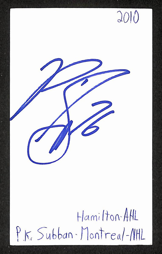 PK Subban  Signed/Autographed 3x5 Index Card Canadiens Devils JSA BA205517