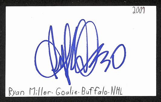 Ryan Miller Signed/Autographed 3x5 Index Card Buffalo Sabres JSA BA205520