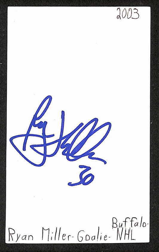 Ryan Miller Signed/Autographed 3x5 Index Card Buffalo Sabres JSA BA205521