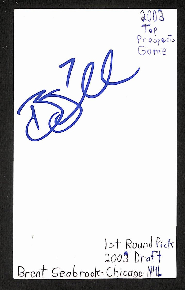 Brent Seabrook Signed/Autographed 3x5 Index Card Chicago Blackhawks JSA BA205527
