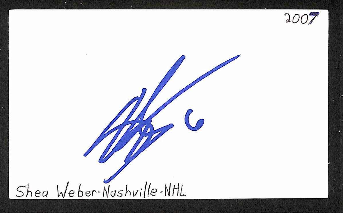 Shea Weber Signed/Autographed 3x5 Index Card Canadiens Blackhawks JSA BA205528