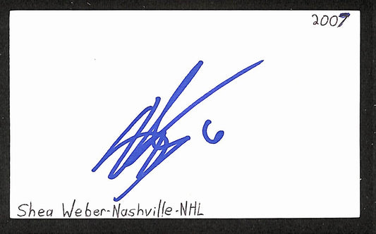 Shea Weber Signed/Autographed 3x5 Index Card Canadiens Blackhawks JSA BA205528