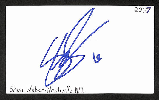 Shea Weber Signed/Autographed 3x5 Index Card Canadiens Blackhawks JSA BA205529