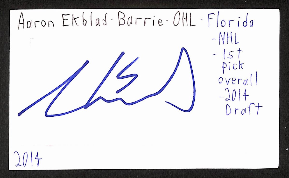 Aaron Ekblad Signed/Autographed 3x5 Index Card Barrie Colts JSA BA205534