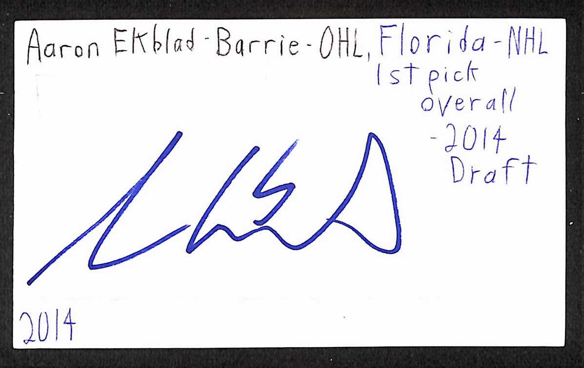 Aaron Ekblad Signed/Autographed 3x5 Index Card Barrie Colts JSA BA205535