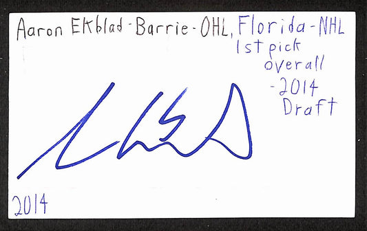Aaron Ekblad Signed/Autographed 3x5 Index Card Barrie Colts JSA BA205535