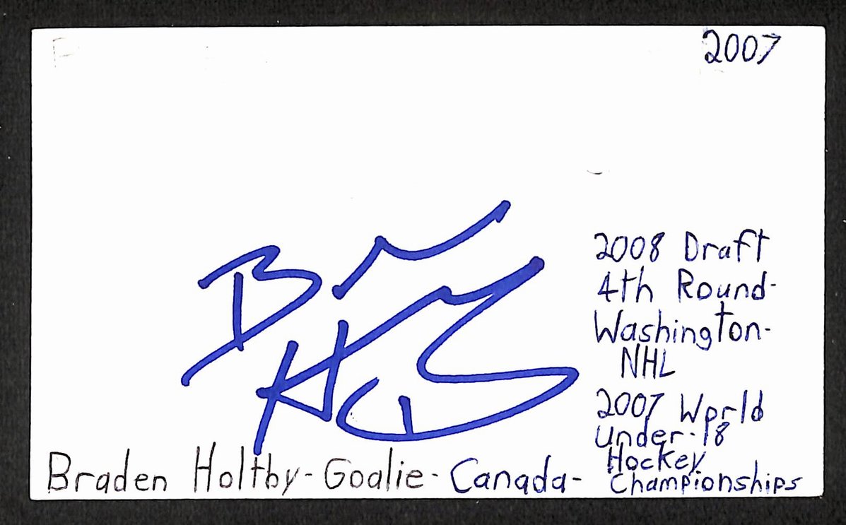 Braden Holtby Signed/Autographed 3x5 Index Card Washington Capitals JSA BA205536