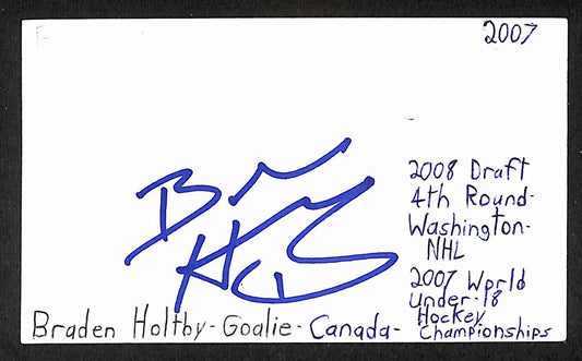 Braden Holtby Signed/Autographed 3x5 Index Card Washington Capitals JSA BA205536