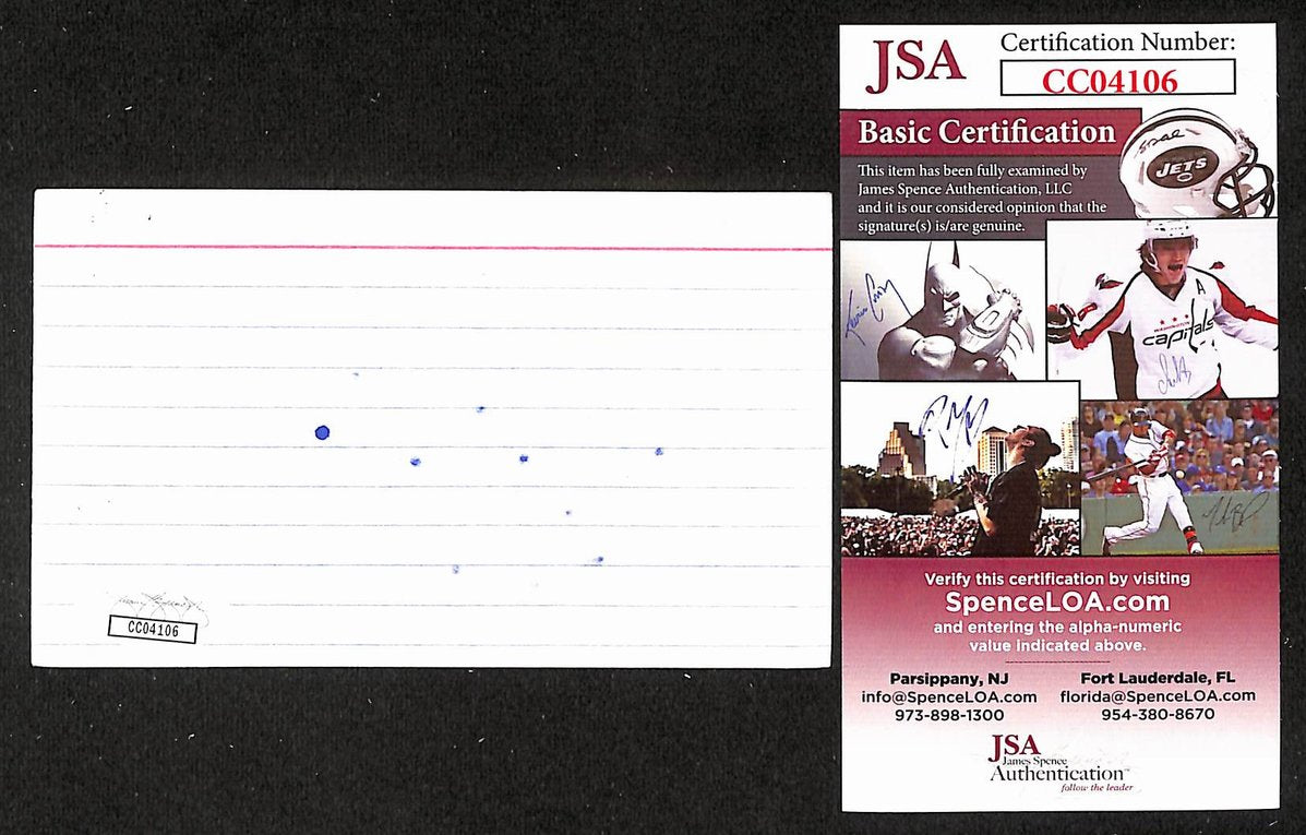 Braden Holtby Signed/Autographed 3x5 Index Card Washington Capitals JSA BA205536