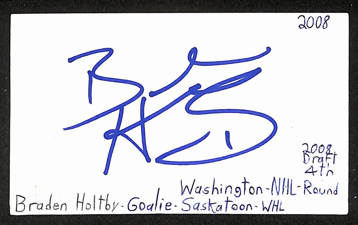 Braden Holtby Signed/Autographed 3x5 Index Card Washington Capitals JSA BA205537