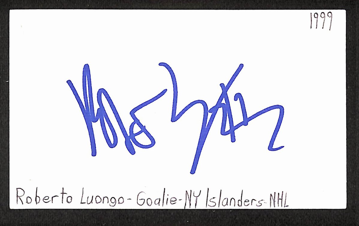 Roberto Luongo Signed/Autographed 3x5 Index Card Florida Panthers JSA BA205538