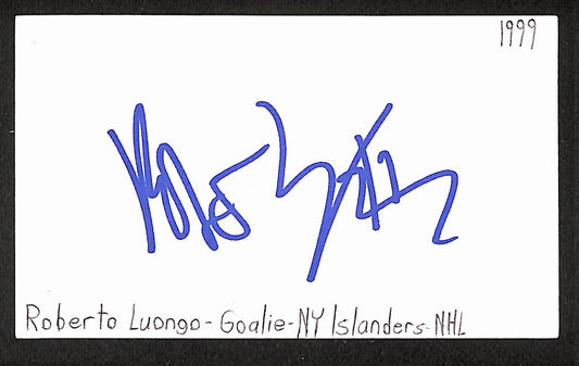 Roberto Luongo Signed/Autographed 3x5 Index Card Florida Panthers JSA BA205538