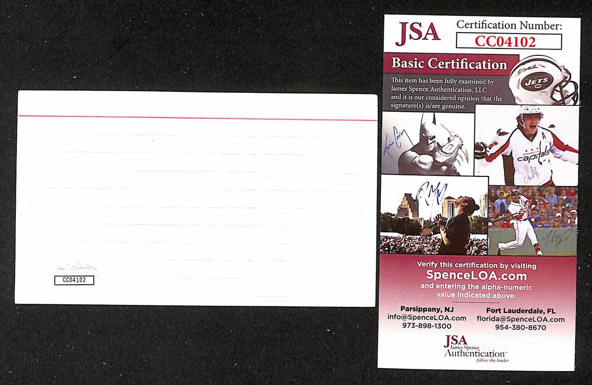 Ray Emery Signed/Autographed 3x5 Index Card Philadelphia Flyers JSA BA205539