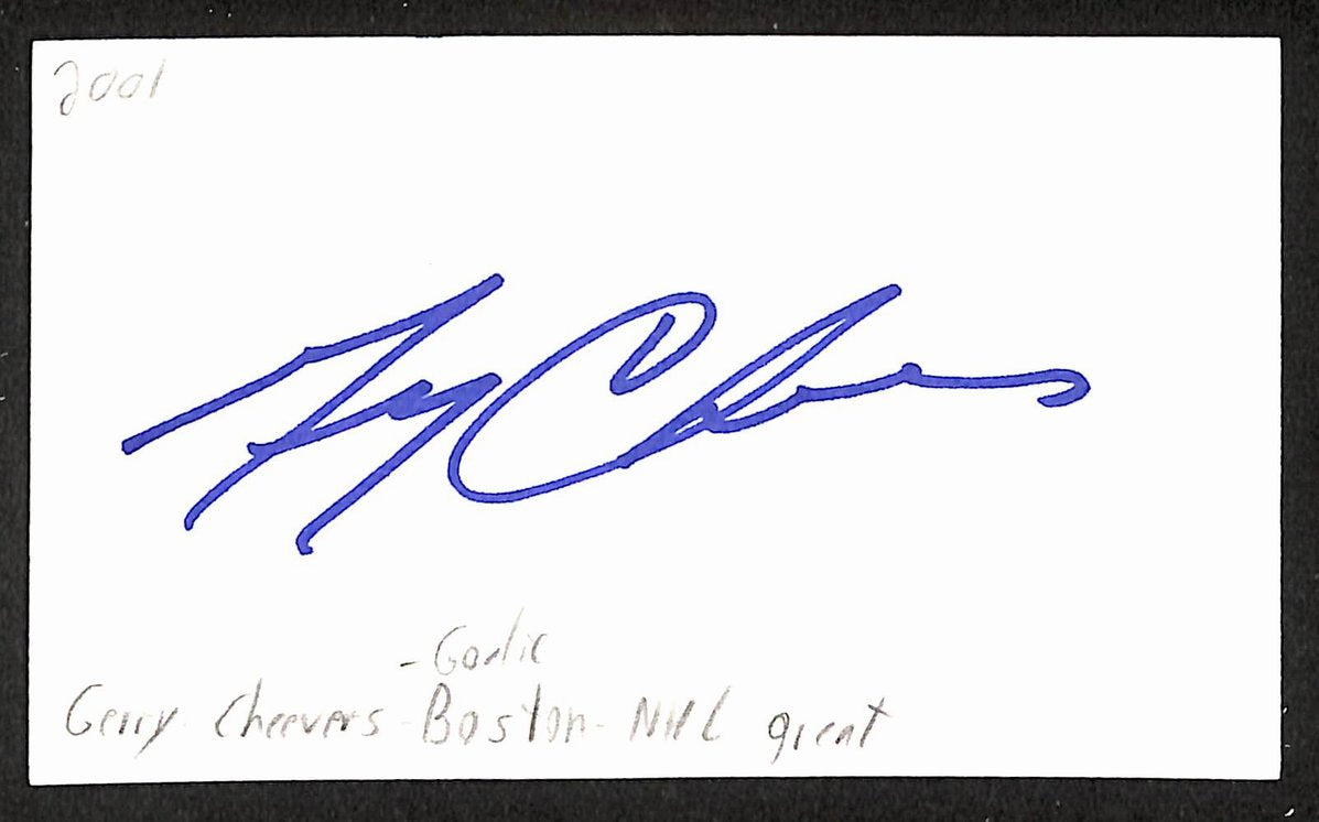 Gerry Cheevers Signed/Autographed 3x5 Index Card Boston Bruins JSA BA205541