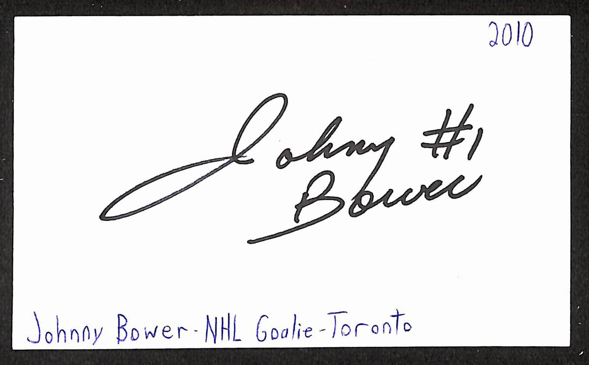 Johnny Bower Signed/Autographed 3x5 Index Card Toronto Maple Leafs JSA BA205542