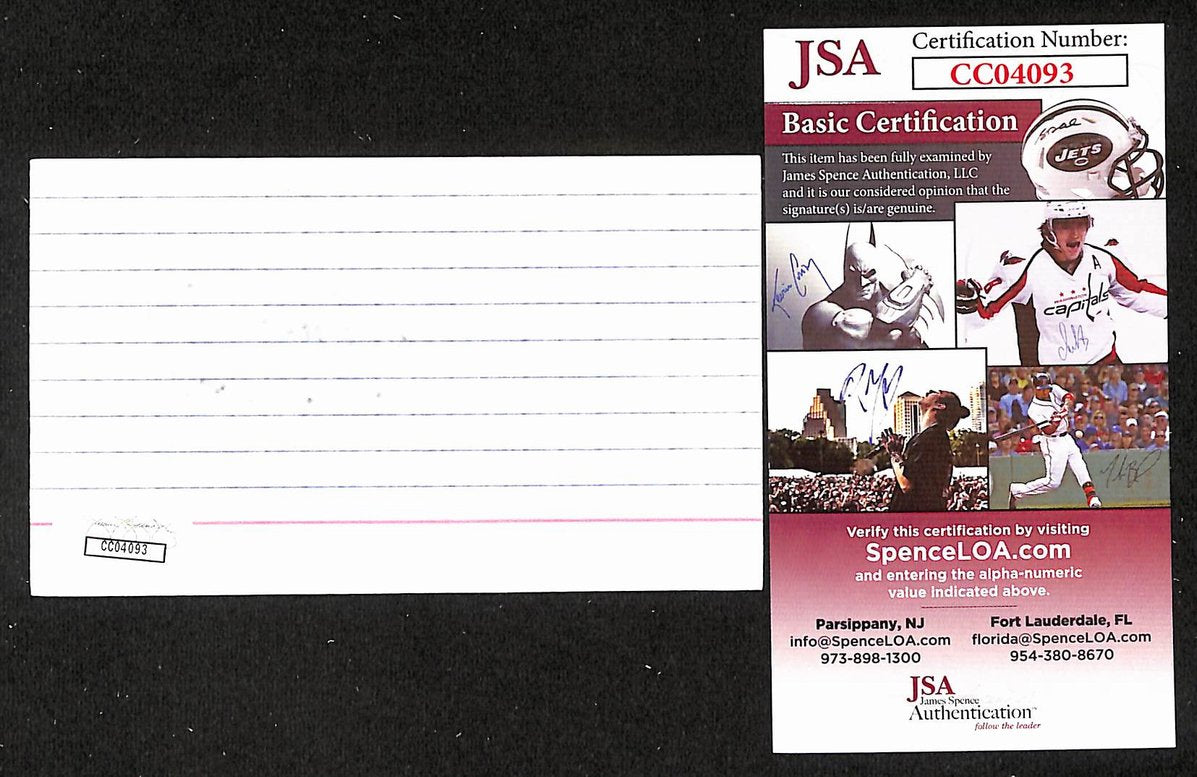 Johnny Bower Signed/Autographed 3x5 Index Card Toronto Maple Leafs JSA BA205542