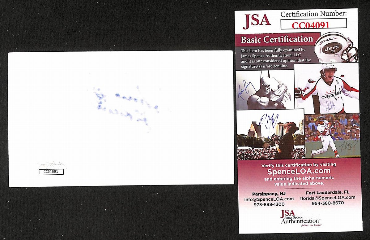 Johnny Bower Signed/Autographed 3x5 Index Card Toronto Maple Leafs JSA BA205544