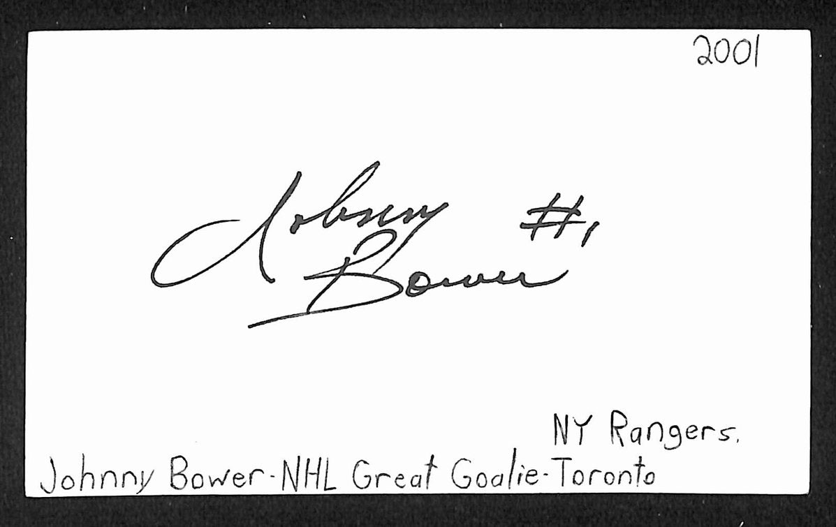 Johnny Bower Signed/Autographed 3x5 Index Card Toronto Maple Leafs JSA BA205545