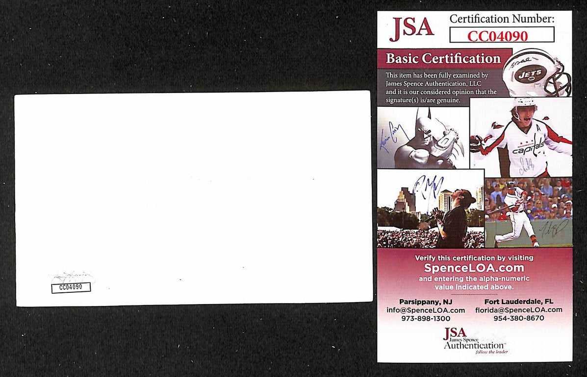 Johnny Bower Signed/Autographed 3x5 Index Card Toronto Maple Leafs JSA BA205545