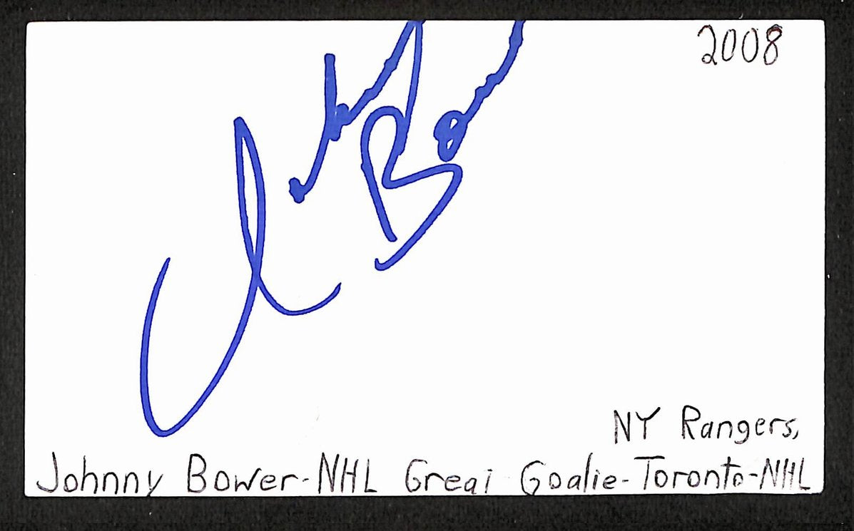Johnny Bower Signed/Autographed 3x5 Index Card Toronto Maple Leafs JSA BA205546