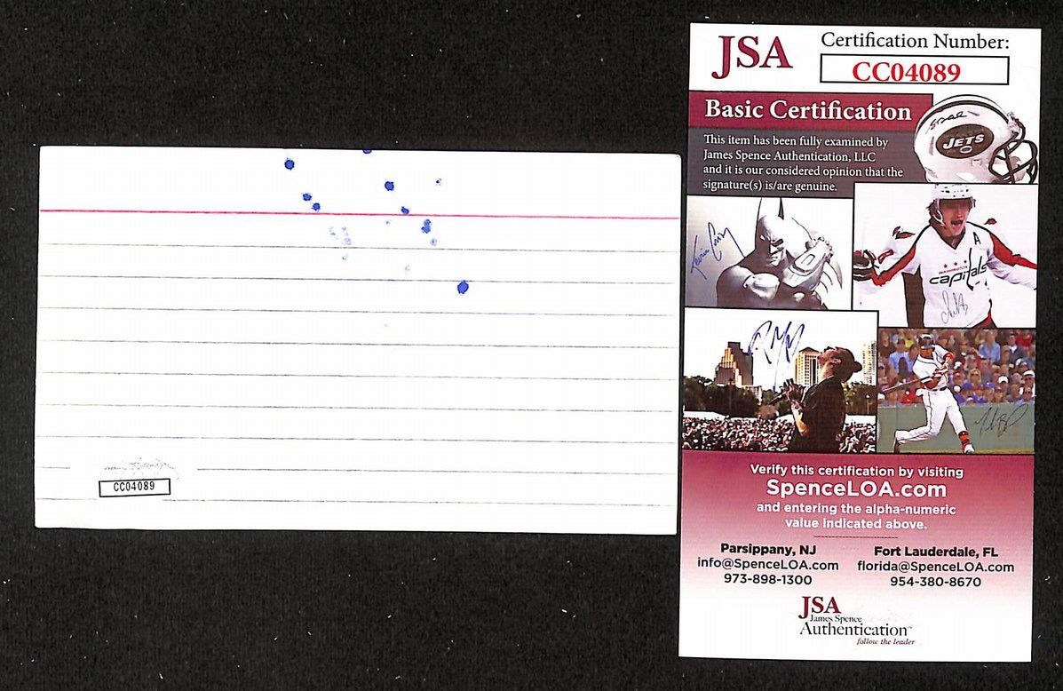 Johnny Bower Signed/Autographed 3x5 Index Card Toronto Maple Leafs JSA BA205546