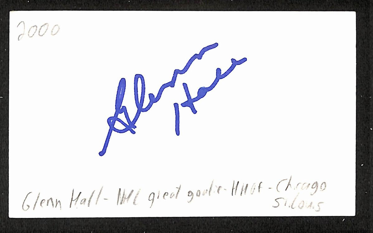 Glenn Hall Signed/Autographed 3x5 Index Card Chicago Blackhawks JSA BA205551