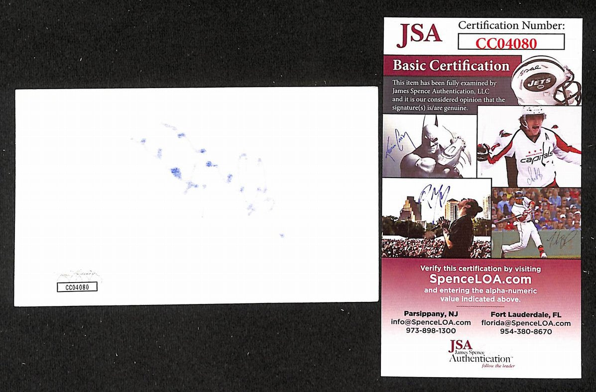 Glenn Hall Signed/Autographed 3x5 Index Card Chicago Blackhawks JSA BA205551