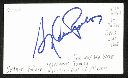 Sydney Pollack Signed/Autographed 3x5 Index Card Film Director JSA BA205556