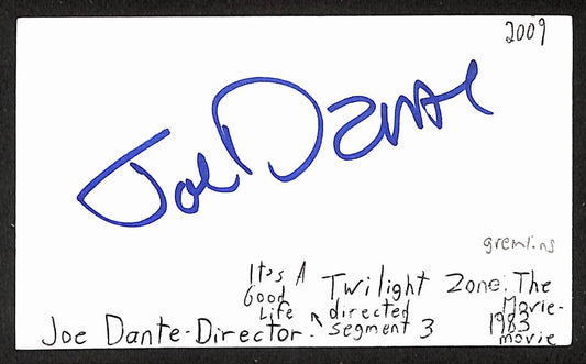 Joe Dante Signed/Autographed 3x5 Index Card Director JSA BA205560