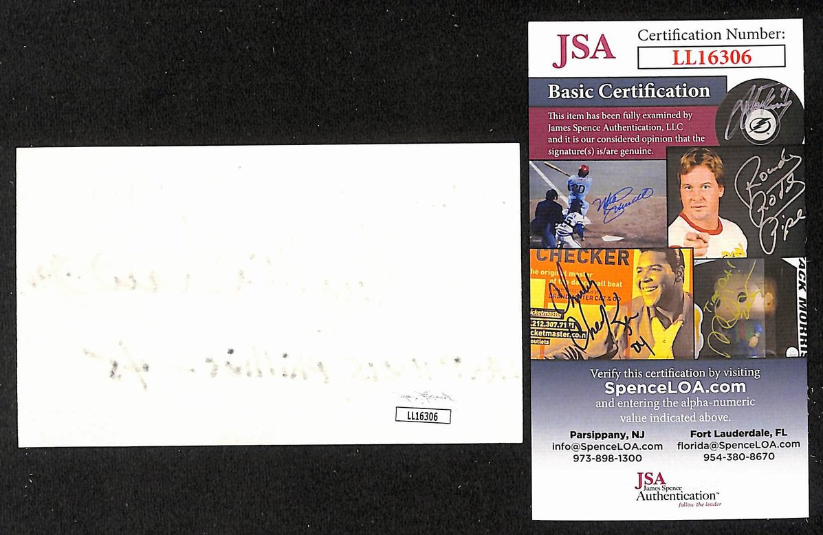Tug McGraw Signed/Autographed 3x5 Index Card 1980 Phillies JSA BA205562