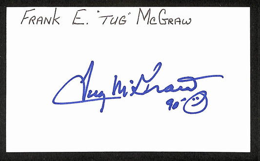 Tug McGraw Signed/Autographed 3x5 Index Card 1980 Phillies JSA BA205563