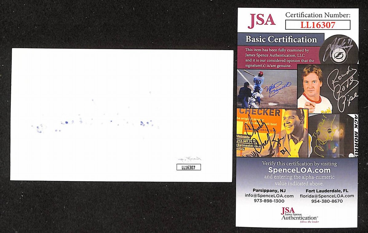 Tug McGraw Signed/Autographed 3x5 Index Card 1980 Phillies JSA BA205564