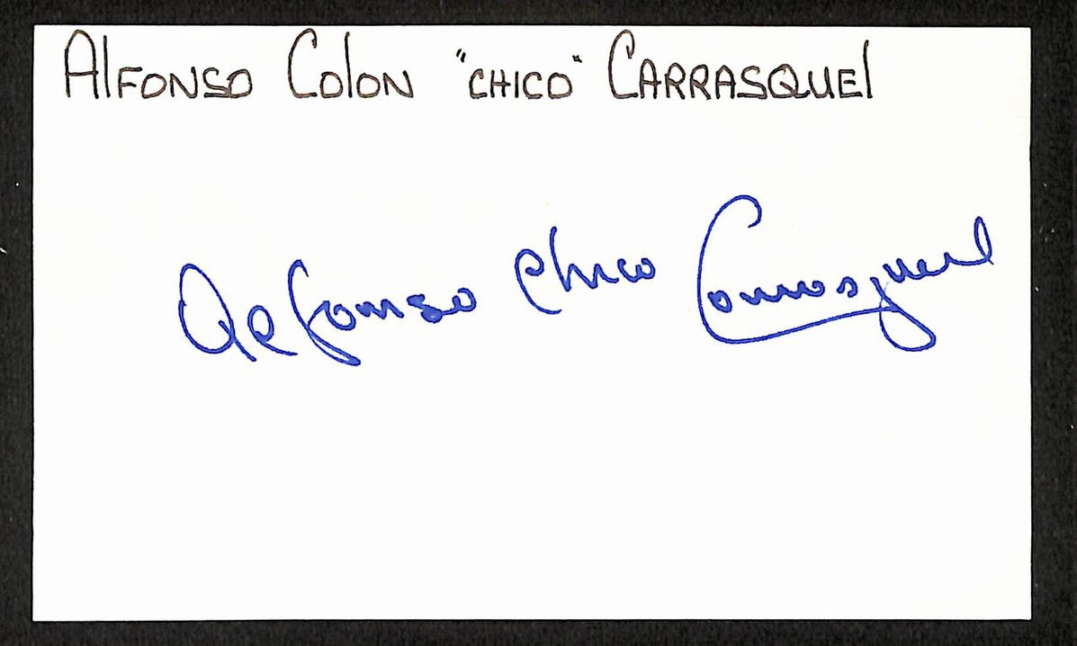 Alfonso Chico Carrasquel Signed/Autographed 3x5 Index Card Orioles JSA BA205575