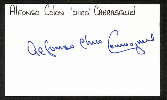 Alfonso Chico Carrasquel Signed/Autographed 3x5 Index Card Orioles JSA BA205575