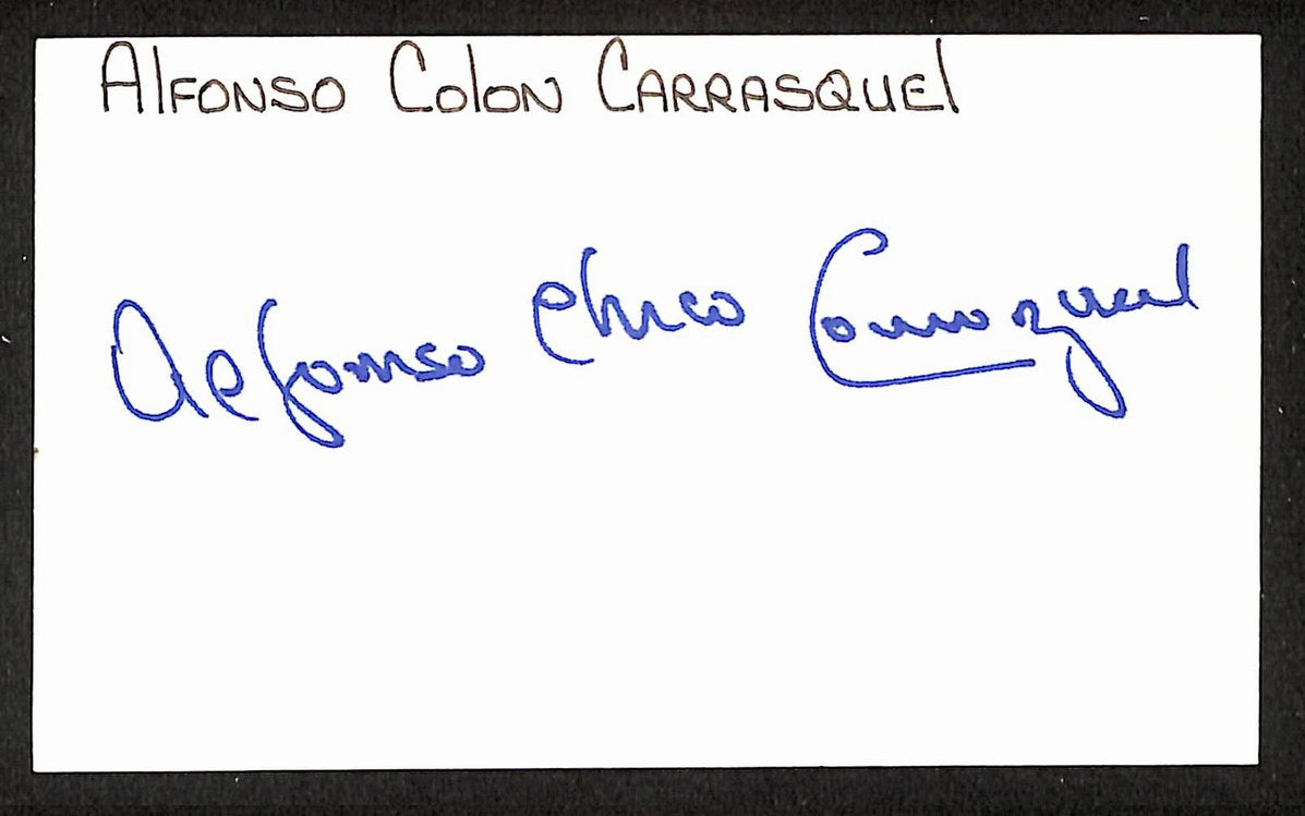 Alfonso Chico Carrasquel Signed/Autographed 3x5 Index Card Orioles JSA BA205577