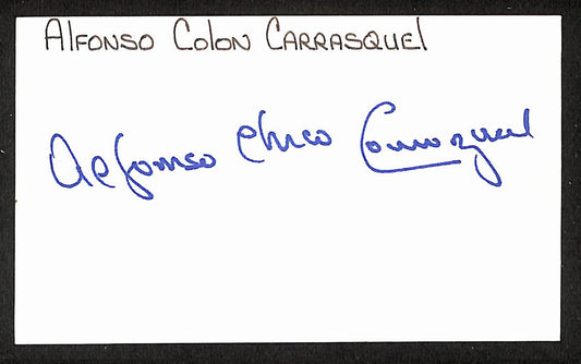 Alfonso Chico Carrasquel Signed/Autographed 3x5 Index Card Orioles JSA BA205577