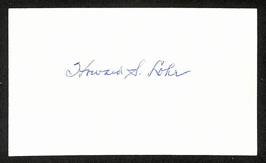 Howard Lohr  Signed/Autographed 3x5 Index Card Reds Indians JSA BA205580