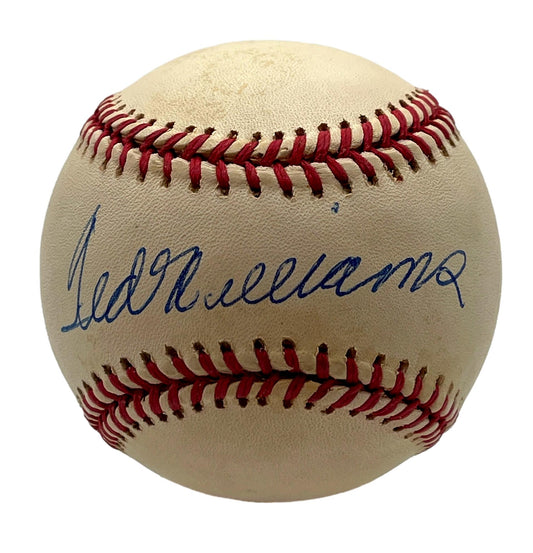 Ted Williams HOF Single Signed/Auto OAL/Brown Baseball Red Sox PSA/DNA 205883