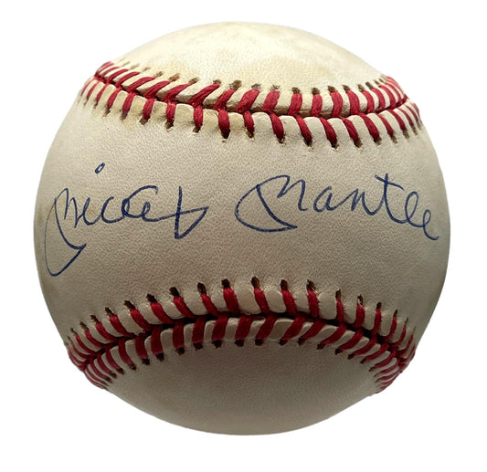 Mickey Mantle HOF Single Signed/Auto OAL/Brown Baseball NY Yankees JSA 205885